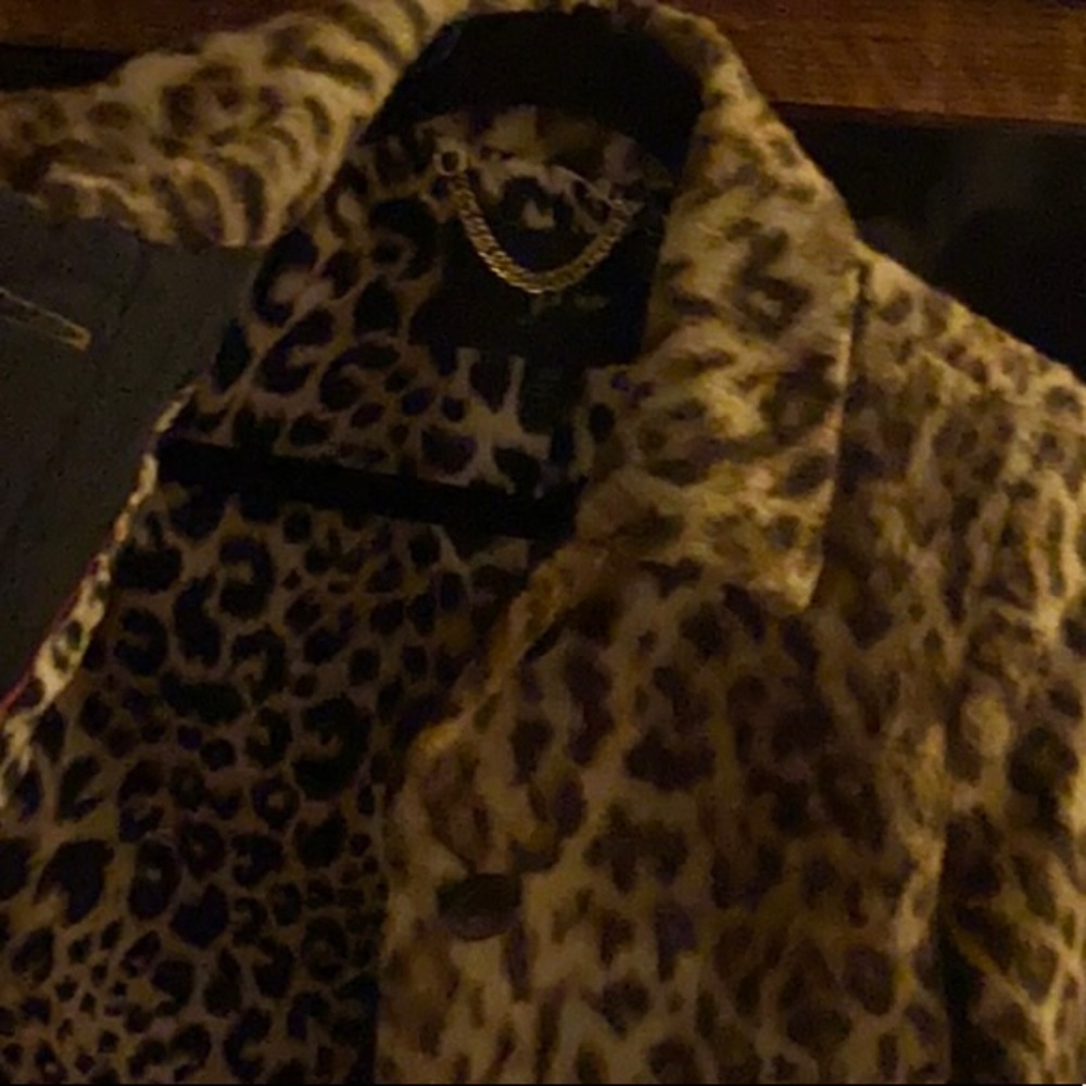 J. Crew Leopard Knee Length Coat Size S